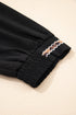 Contrast Trim V Neck Bracelet Sleeve Shift Mini Dress