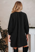 Contrast Trim V Neck Bracelet Sleeve Shift Mini Dress