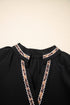 Contrast Trim V Neck Bracelet Sleeve Shift Mini Dress