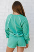 Contrast Trim V Neck Pullover Top Matching Short Sets