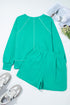 Contrast Trim V Neck Pullover Top Matching Short Sets