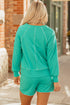 Contrast Trim V Neck Pullover Top Matching Short Sets
