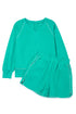 Contrast Trim V Neck Pullover Top Matching Short Sets