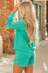 Contrast Trim V Neck Pullover Top Matching Short Sets