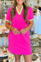 Contrast Trim V Neck Short Sleeve Shift Dress