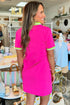 Contrast Trim V Neck Short Sleeve Shift Dress
