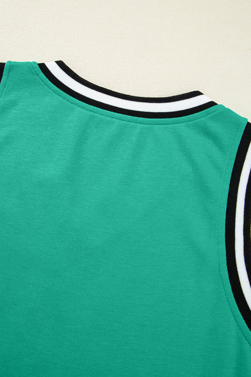 Contrast Trim V Neck Sleeveless Shift Mini Dress