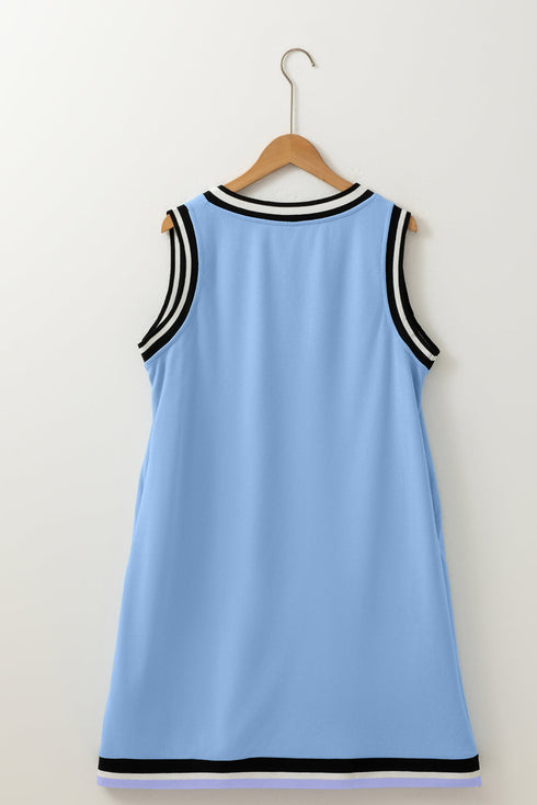 Contrast Trim V Neck Sleeveless Shift Mini Dress