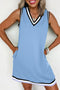 Contrast Trim V Neck Sleeveless Shift Mini Dress