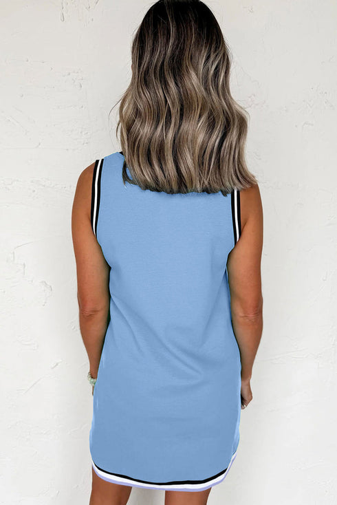 Contrast Trim V Neck Sleeveless Shift Mini Dress