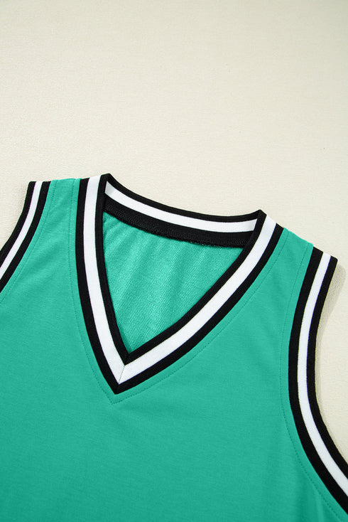 Contrast Trim V Neck Sleeveless Shift Mini Dress