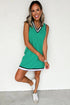 Contrast Trim V Neck Sleeveless Shift Mini Dress