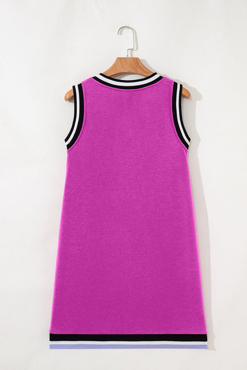 Contrast Trim V Neck Sleeveless Shift Mini Dress