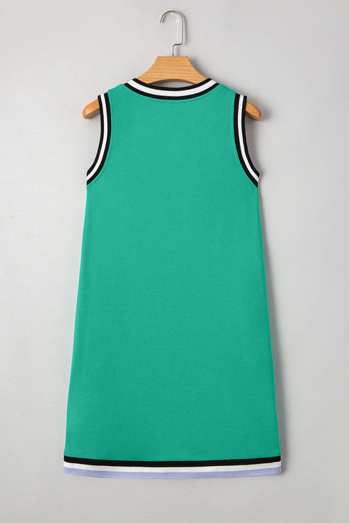 Contrast Trim V Neck Sleeveless Shift Mini Dress