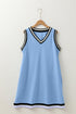 Contrast Trim V Neck Sleeveless Shift Mini Dress