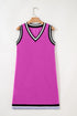 Contrast Trim V Neck Sleeveless Shift Mini Dress