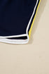 Contrast Trim Varsity Striped Long Sleeve Short Set