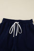 Contrast Trim Varsity Striped Long Sleeve Short Set