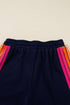 Contrast Trim Varsity Striped Long Sleeve Short Set