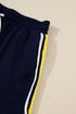 Contrast Trim Varsity Striped Long Sleeve Short Set
