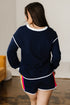 Contrast Trim Varsity Striped Long Sleeve Short Set