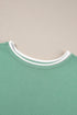 Contrast Trim Waffle Knit Wide Leg Two Piece Set