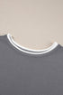 Contrast Trim Waffle Knit Wide Leg Two Piece Set
