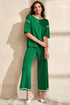 Contrast Trim Waffle Knit Wide Leg Two Piece Set