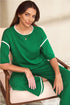Contrast Trim Waffle Knit Wide Leg Two Piece Set