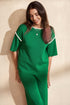Contrast Trim Waffle Knit Wide Leg Two Piece Set