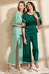 Contrast Trim Waffle Knit Wide Leg Two Piece Set