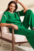 Contrast Trim Waffle Knit Wide Leg Two Piece Set