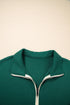 Contrast Trim Zip Collar Long Sleeve Ruffle Mini Dress