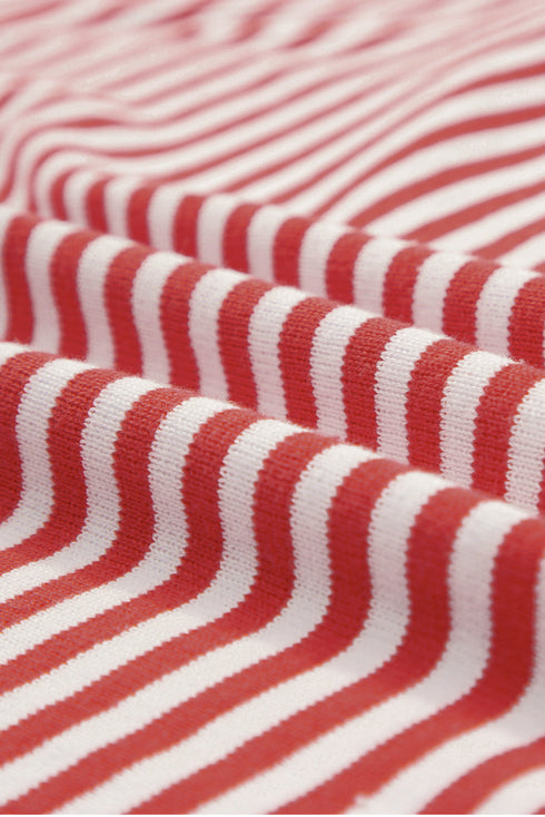 Contrast Trimmed Striped Drop Shoulder Sweater