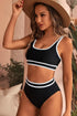 Contrast Trimmed U Neck High Waist Bikini