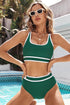 Contrast Trimmed U Neck High Waist Bikini