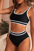 Contrast Trimmed U Neck High Waist Bikini