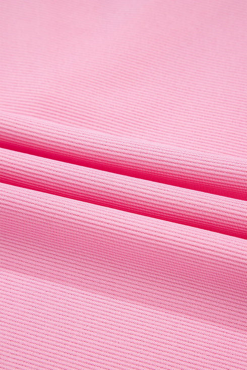 Contrast V Neck Ruffled Textured Knit Top