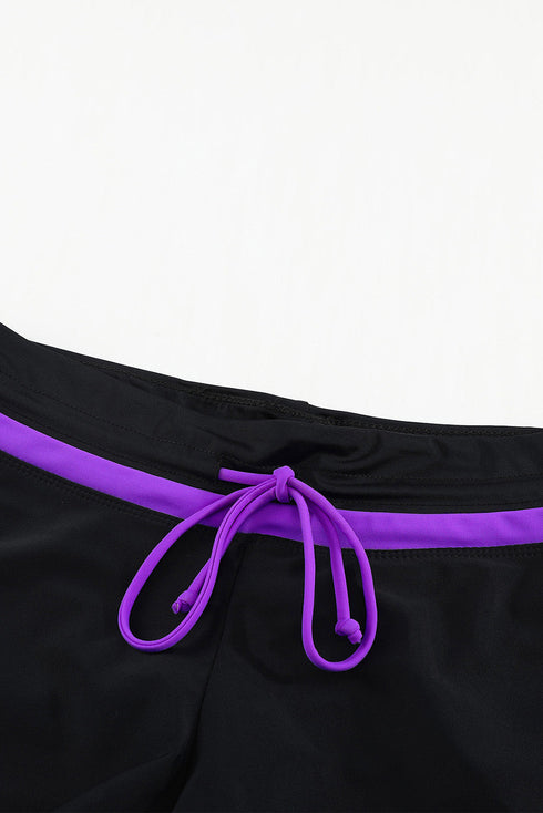 Contrast Waistband Tie Front Swim Shorts