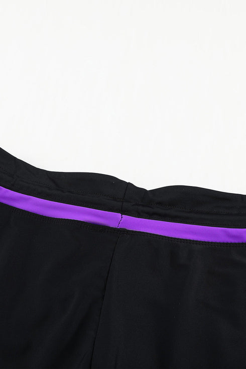 Contrast Waistband Tie Front Swim Shorts
