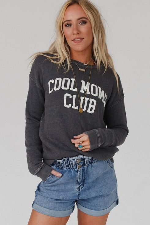 Cool Moms Club Graphic Drop Shoulder Crew Neck Sweatshirt