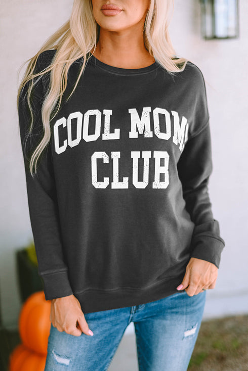 Cool Moms Club Graphic Drop Shoulder Crew Neck Sweatshirt