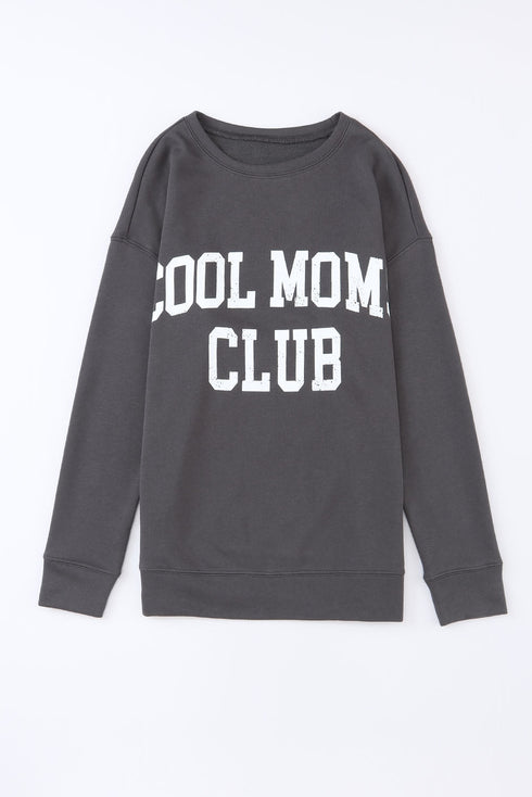 Cool Moms Club Graphic Drop Shoulder Crew Neck Sweatshirt