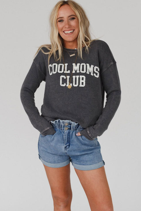 Cool Moms Club Graphic Drop Shoulder Crew Neck Sweatshirt