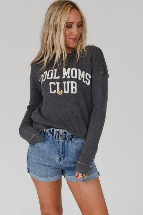 Cool Moms Club Graphic Drop Shoulder Crew Neck Sweatshirt