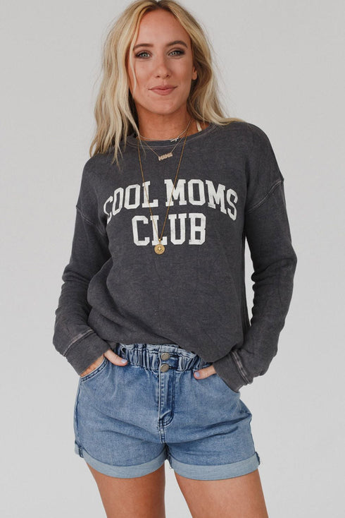 Cool Moms Club Graphic Drop Shoulder Crew Neck Sweatshirt