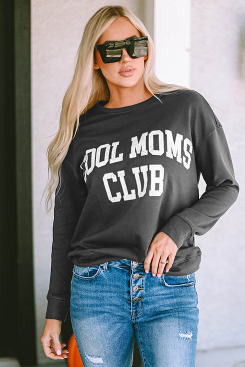 Cool Moms Club Graphic Drop Shoulder Crew Neck Sweatshirt