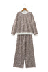 Coordinated Leopard Print Embroidery Details Pant Set