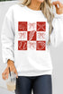 Coquette Baseball And Bows Grid Graphic Pullover Sweatshirt