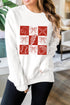 Coquette Baseball And Bows Grid Graphic Pullover Sweatshirt